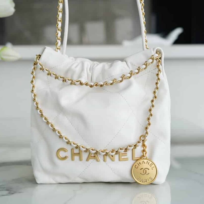 CHANEL 23s春夏新款22Mini bag 原产皮 AS3980白色