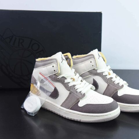 NK Air Jordan 1 Mid "Craft Sail" AJ1 乔1褐灰色 中邦篮球鞋  货号：DM9652-102