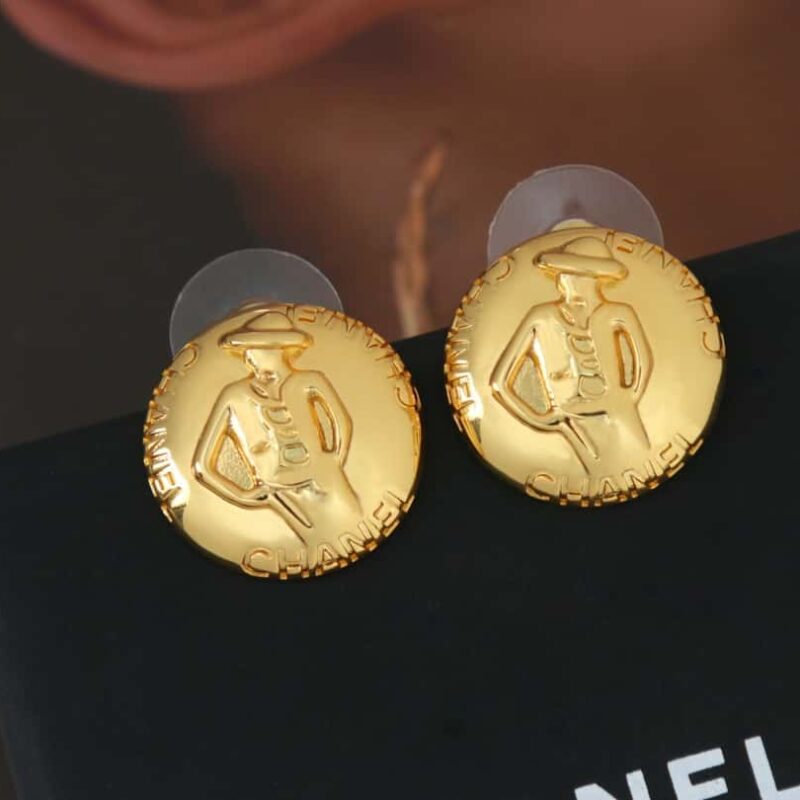 新款☑️ 香奈儿中古系列金色圆形耳环耳钉