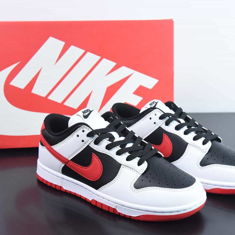 NK SB Dunk Retro Low"White/Black/Red"扣篮系列低帮休闲运动滑板板鞋“皮革白黑红”货号：FD9762-061