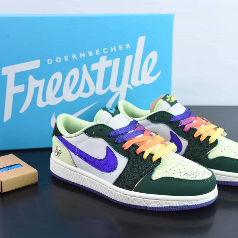 Air Jordan 1 Retro Low OG"Doernbecher 2023"AJ1低帮经典“慈善绿紫”货号：FD9665-351