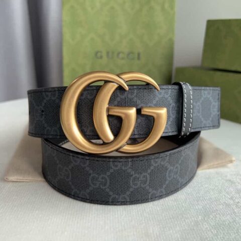 Gucci古驰   GG Supreme双G带扣腰带