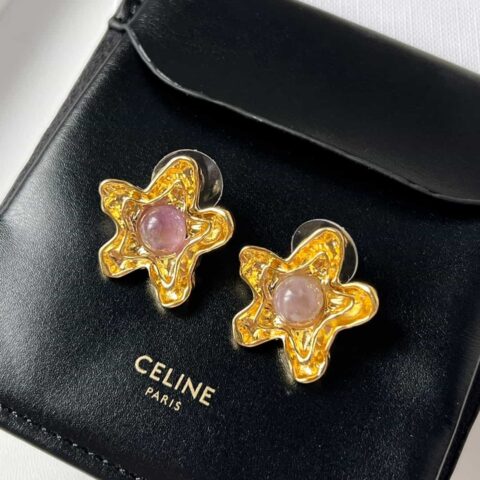新款Celine赛琳五角星紫水晶耳钉耳环