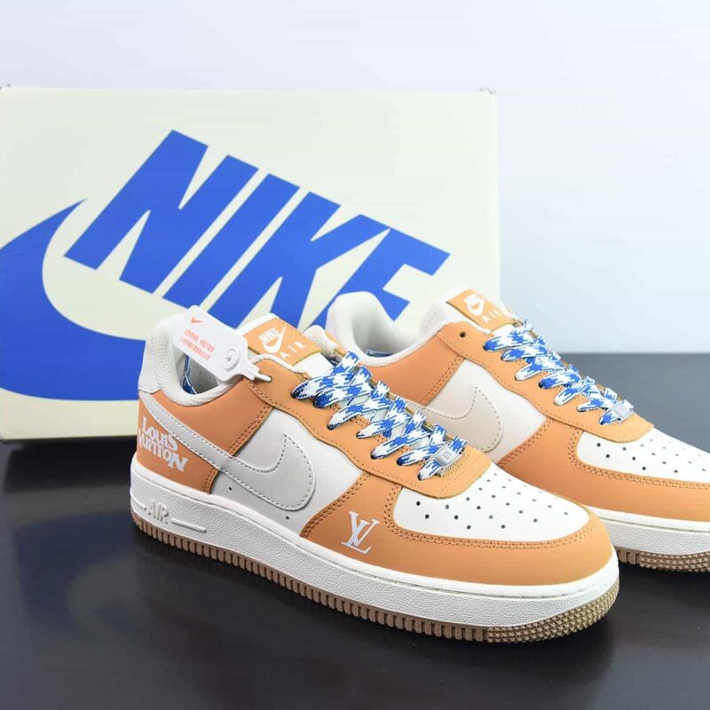 NK Air Force 1 07 LV8"Beige/Yellow LV"空军一号经典百搭休闲运动板鞋“黄米白LV印花”HX123-008