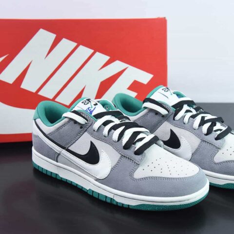 Nike SB Dunk Low SE"85 Double Swoosh/Grey/Black/White"扣篮系列低帮休闲运动滑板板鞋“拼色深灰浅灰黑白双钩”货号：DO9457-132