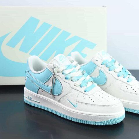 NK Air Force 1 空军一号低帮休闲板鞋白蓝色 拼色 迷你勾 货号:IO5636-555