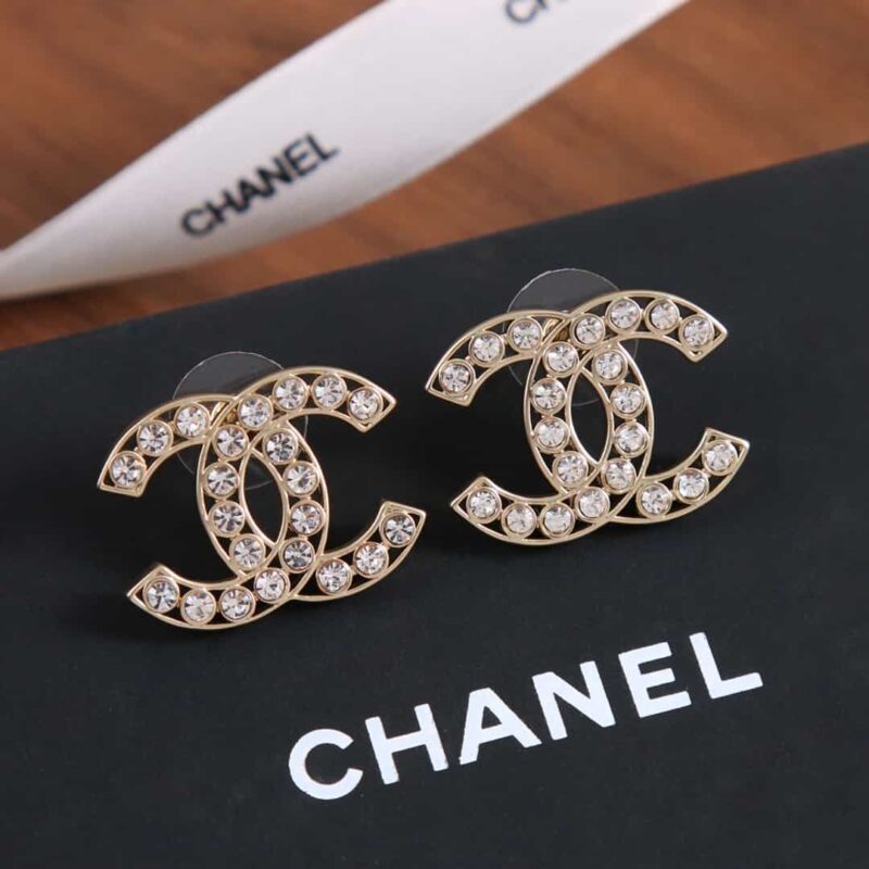 新款☑️CHANEL香奈儿C1双c满钻耳钉耳环