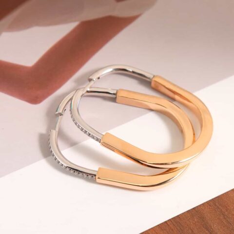 Tiffany Lock半钻锁头耳环耳钉
