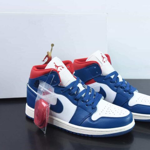 Air Jordan 1 Mid 中帮复古运动鞋 “白蓝红脚趾” BQ6472-146