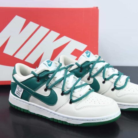 NK SB Dunk Low 解构抽绳低帮白绿笑脸贴布  印花 货号：DD1503 112-32