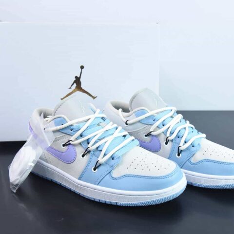 Air Jordan 1 Low AJ1 乔丹1代低帮篮球鞋/大学蓝 灰蓝 绑带款 货号：DC0774-050