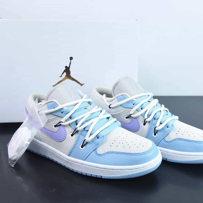 Air Jordan 1 Low AJ1 乔丹1代低帮篮球鞋/大学蓝 灰蓝 绑带款 货号：DC0774-050