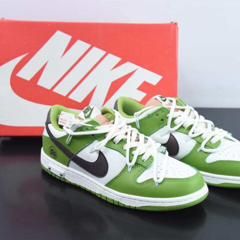 NK SB Dunk Low 解构抽绳低帮 绑带 白绿色 印花 货号：DV9108 711-69