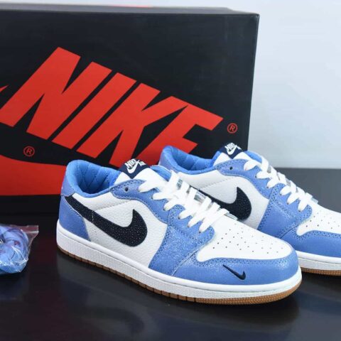 NK Air Jordan 1 Low AJ1 乔1黑白蓝爆裂纹 低帮文化篮球鞋 货号：DZ0791-102