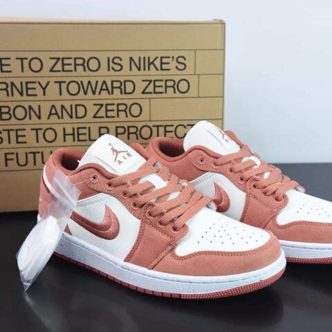 Air Jordan 1 Low AJ1 乔丹1代低帮篮球鞋/白粉 刺绣 2023年新款发售 货号：FN3722-801