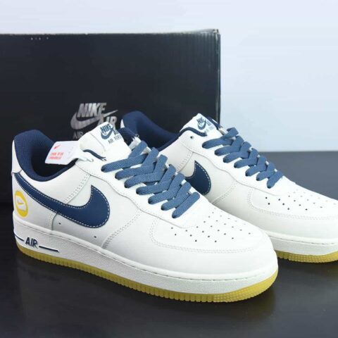 Nike Air Force 1'07 Low"Milky White/Navy/Yellow"空军一号板鞋“皮革米白海军蓝黄”货号：XC2351-033