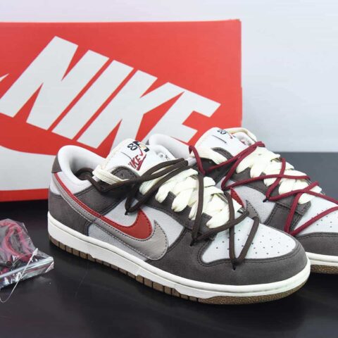 NK SB Dunk Low "85" 灰红 双勾绑带 SB低帮运动休闲板鞋 货号：DO9457-142