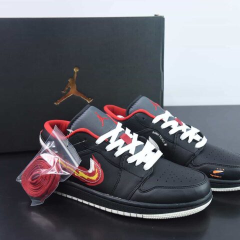 Air Jordan 1 Low "Flaming Swoosh" AJ1 乔1黑红火焰低帮运动鞋 货号：FJ7073-010