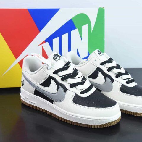 Nike Air Force 1’07 Low"85 Double Swoosh/Beige/Black/Grey"空军一号“皮革米白黑白灰双钩化工”CC2569-077