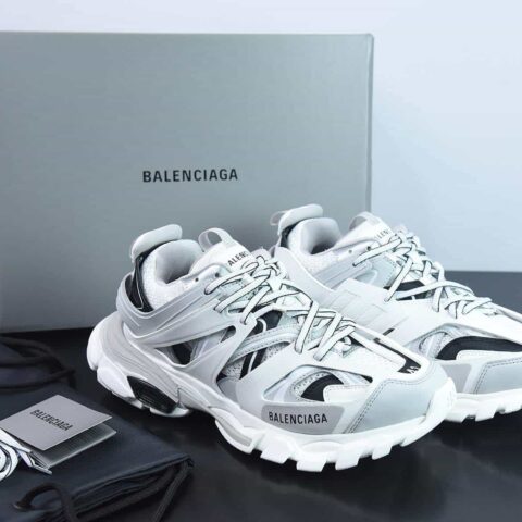 巴黎世家BALENCIAGA  Track LED Trainers 3.0代复古野跑姥爹潮流百搭慢跑鞋“米白灰黑”555032 W3AD6 1258