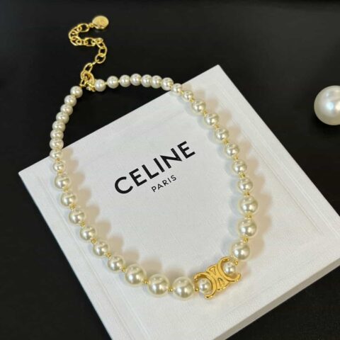新款☑️ Celine瑟琳凯旋门珍珠项链颈链
