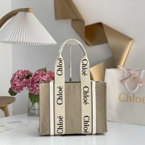 chloe WOODY中号托特包 37CM 奶油白