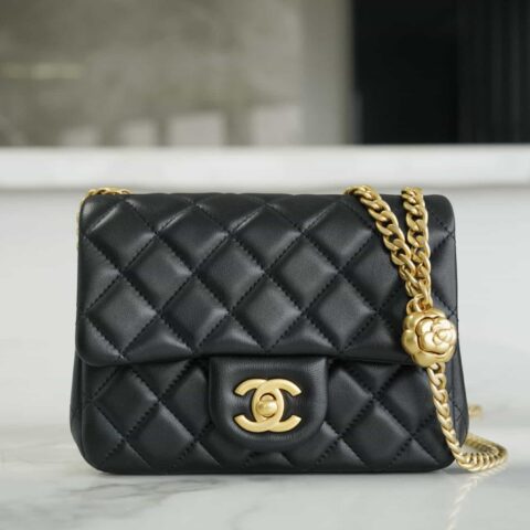 CHANEL 23S 山茶花调节扣方胖子 AS1786黑色