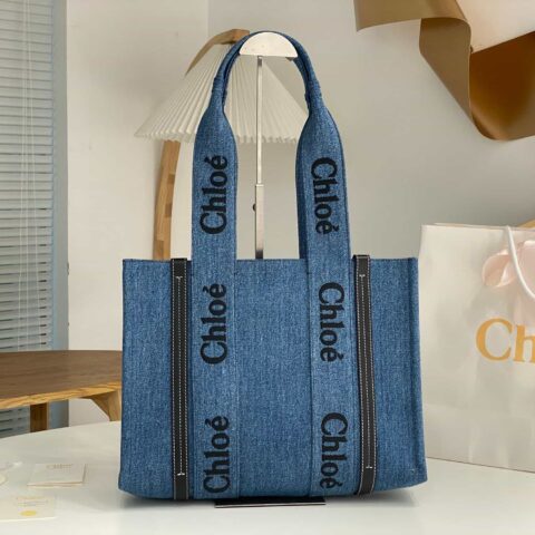 Chloe Woody 23新款丹宁牛仔蓝 托特包 37CM