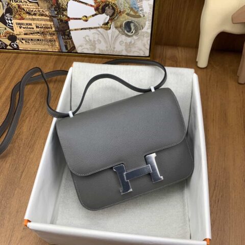 Hermès Constance 19cm Epsom 8F锡器灰 银扣