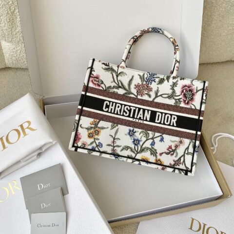 DIOR 中号BOOK TOTE M1296繁花白色