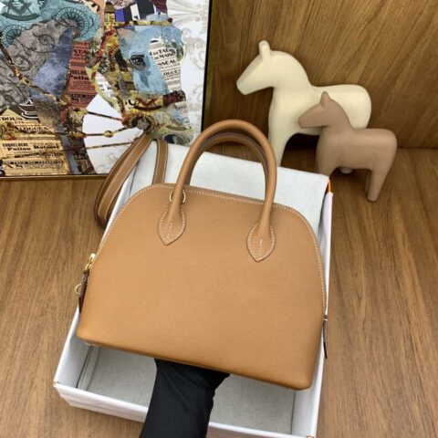 Hermès 保龄球25cm 进口掌纹皮 37金棕色 金扣 手缝