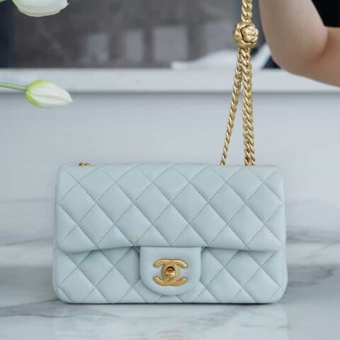 CHANEL 23S春夏新款 山茶花𝐂𝐅 𝐦𝐢𝐧𝐢 AS1787淡蓝