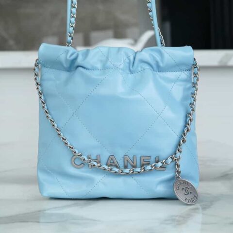 CHANEL 23A 22Mini bag 浅蓝银扣 AS3980