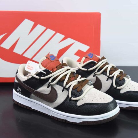 Nike Dunk Low SB 低帮滑板鞋/灰黑麂皮 绑带 定制版