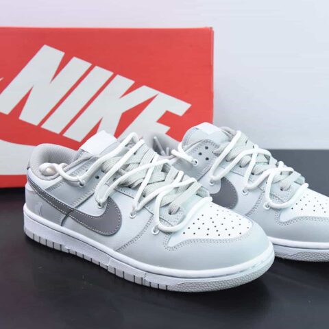 Nike Dunk Low SB 低帮滑板鞋/白灰 绑带 定制版