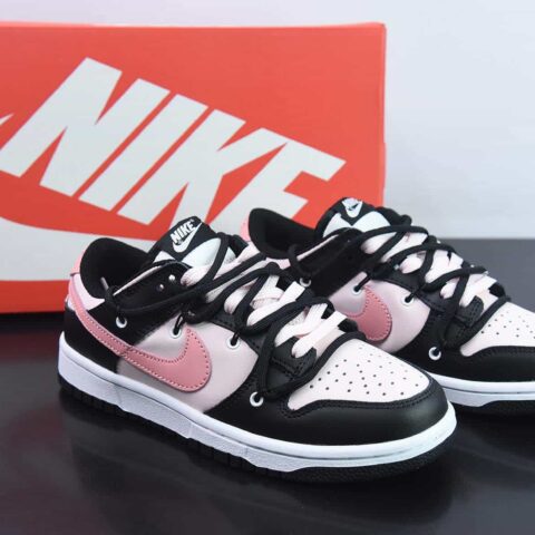 Nike Dunk Low SB 低帮滑板鞋/白黑粉 绑带 定制版