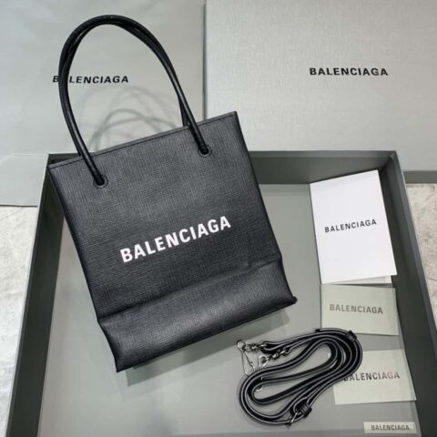 BALENCIAGA巴黎世家进口牙签纹小牛皮小号方形购物包