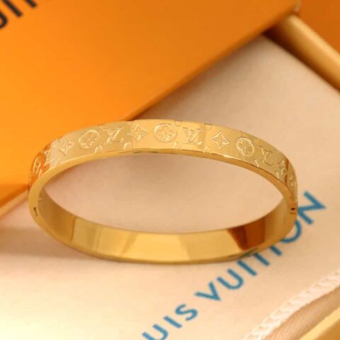 Louis Vuitton 路易威登中古款金色老花纹手镯手环