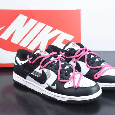Nike SB Dunk Low"Multi-Color/Swoosh"扣篮系列低帮休闲运动滑板板鞋“熊猫黑白粉绑绳三钩子”货号：FD4623-133