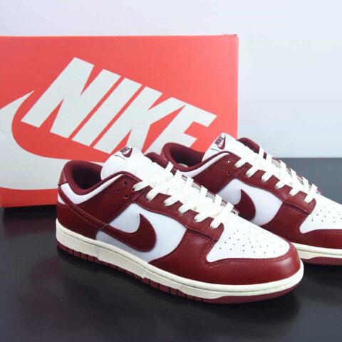 Nike Dunk Low 红白色 酒红低帮PRM  复古休闲运动板鞋货号：FJ4555-100