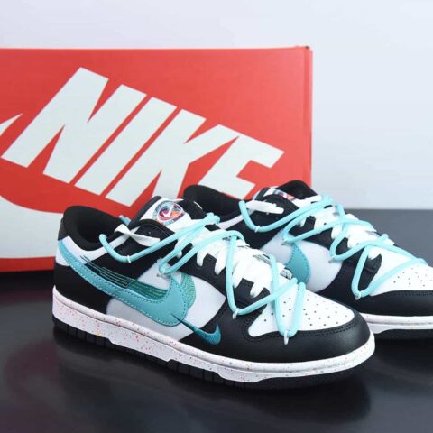 Nike SB Dunk Low 泼墨黑蓝 反转三勾 解构抽绳鞋带 货号：FD4623-135
