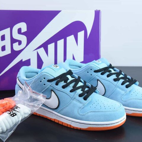 Nike SB Dunk Low Pro"Club 58 Gulf"扣篮系列低帮休闲运动滑板板鞋“麂皮浅海蓝白58”货号：BQ6817-401