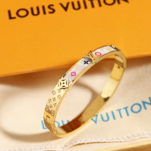 Louis Vuitton 路易威登中古款金色白贝手镯手环