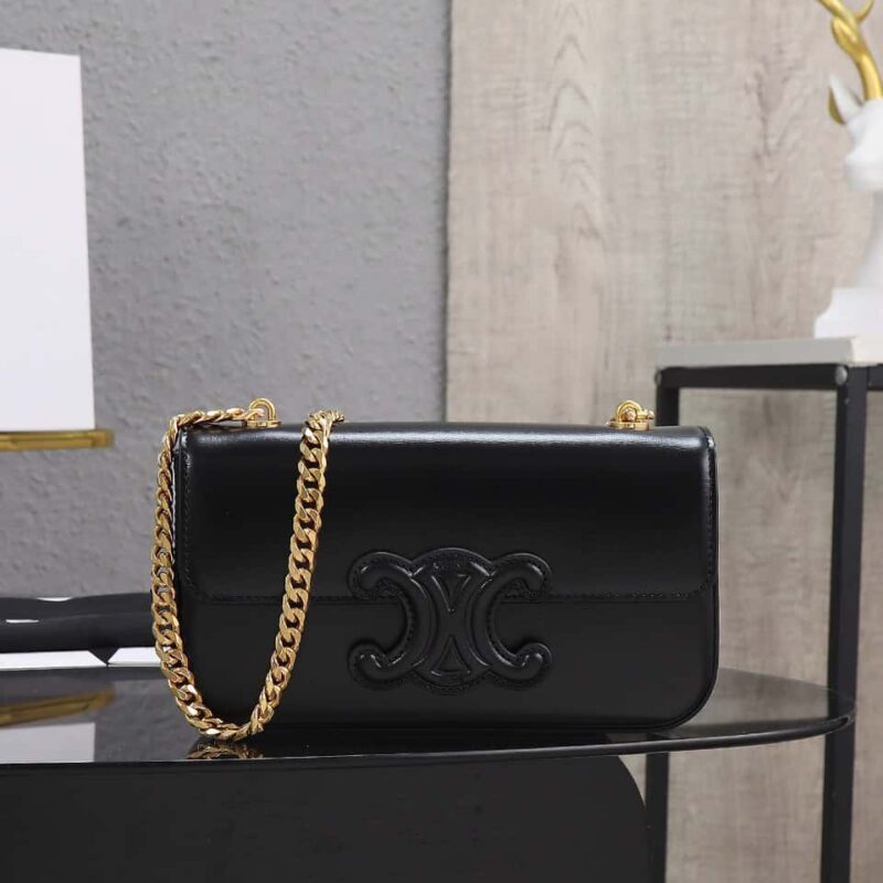 【特级品质 全钢五金】CELINE 全新系列|CUIR TRIOMPHE 皮标标志印花链条包 全新CUIR TRIOMPHE 链条肩背包编号:199243