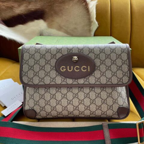 【原厂皮】Gucci495654GG Supreme mini 织带邮差包