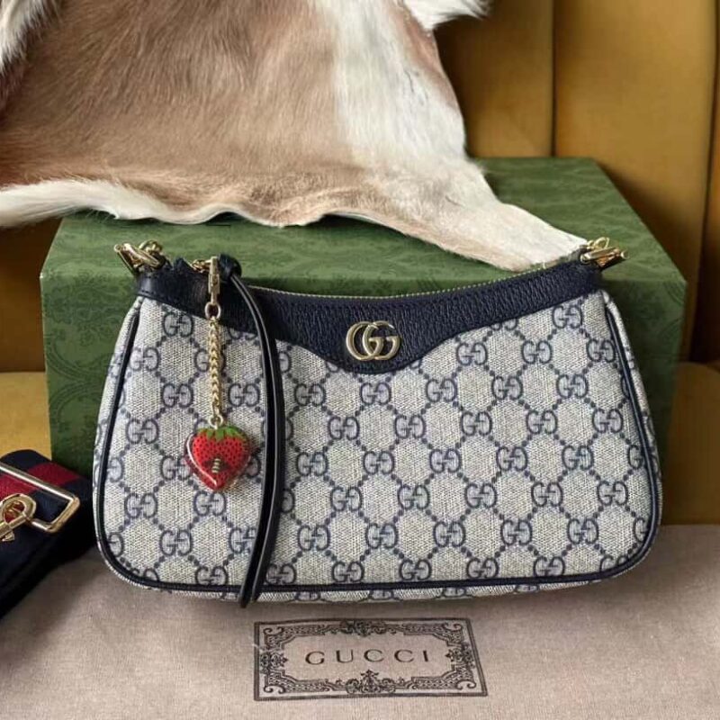 【原厂皮】GUCCI Ophidia 草莓麻将包 Gucci钻石菱格纹735132Ophidia系列