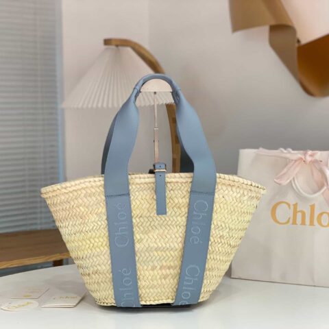 Chloe 23年夏季新品草编包 雾霾蓝45CM