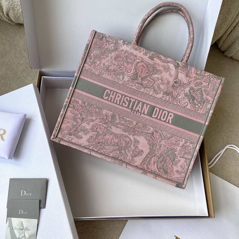 DIOR 大号BOOK TOTE M1286 粉灰老虎