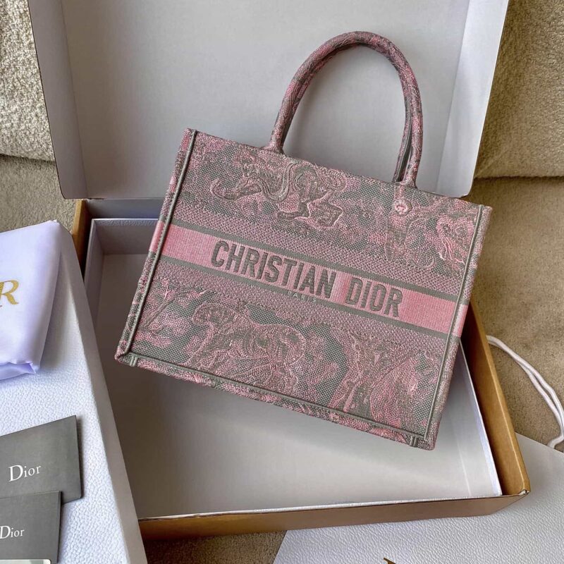 DIOR 中号BOOK TOTE M1296 粉灰老虎