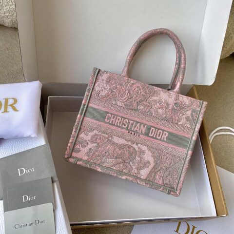 DIOR 小号 BOOK TOTE M1265 粉灰老虎